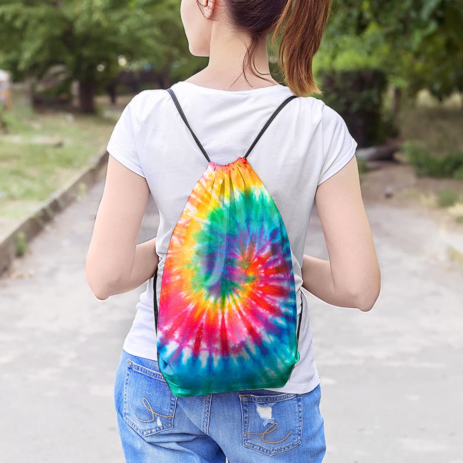 Saintrygo 12 Pieces 12/6 Pcs Tie Dye Cotton Drawstring Bags One Size, White