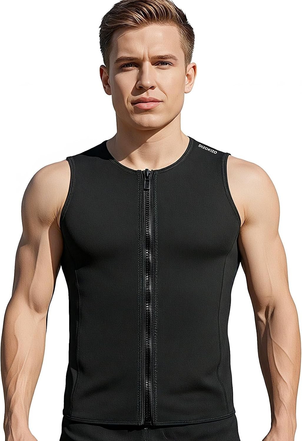 Dizokizo Wetsuit Vest for Men, 3mm Front Zipper Neoprene Wet Suit Top Sleeveless