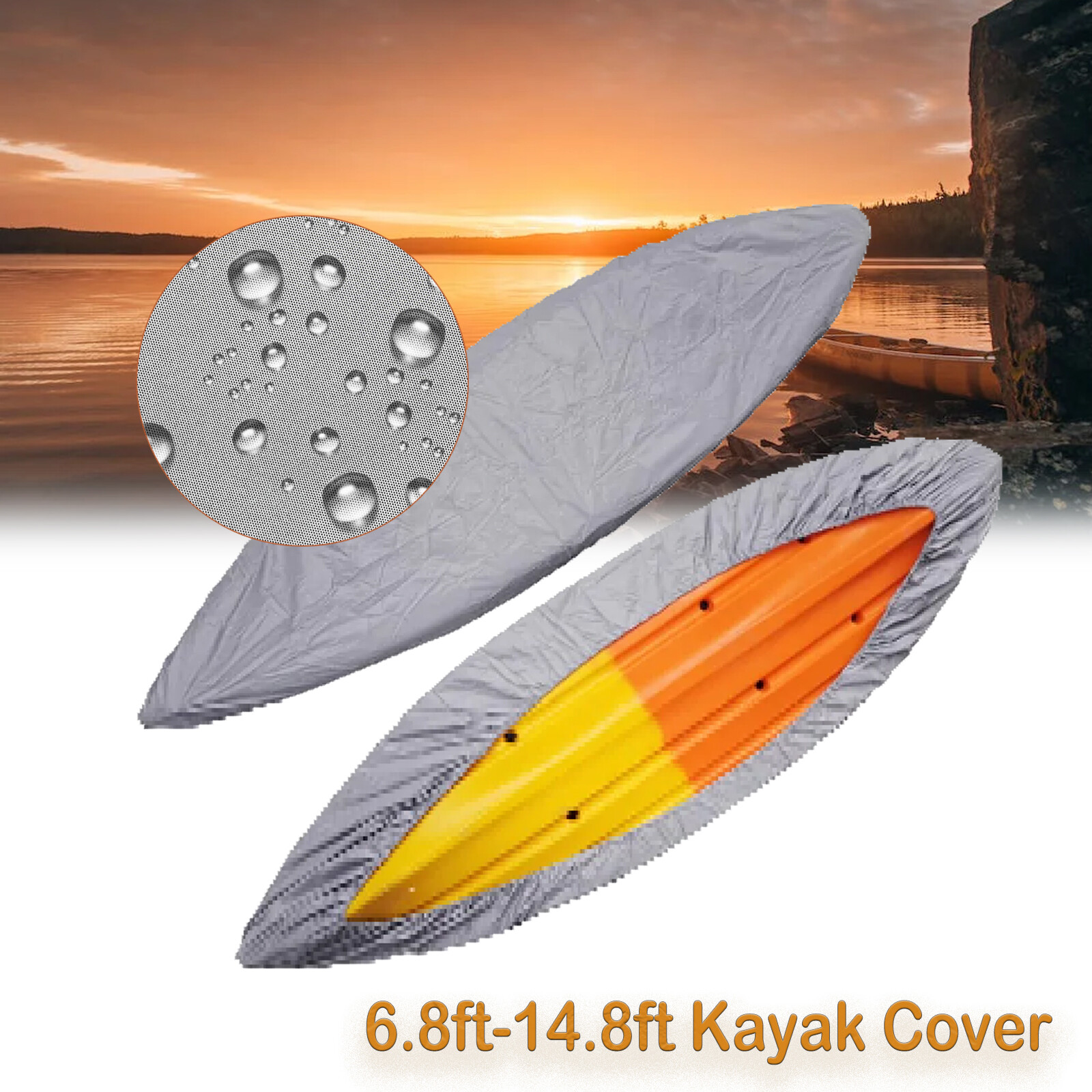 Waterproof Kayak Cover 6.8-14.8ft 210D Canoe Kayak Storage Cover Dust Shield