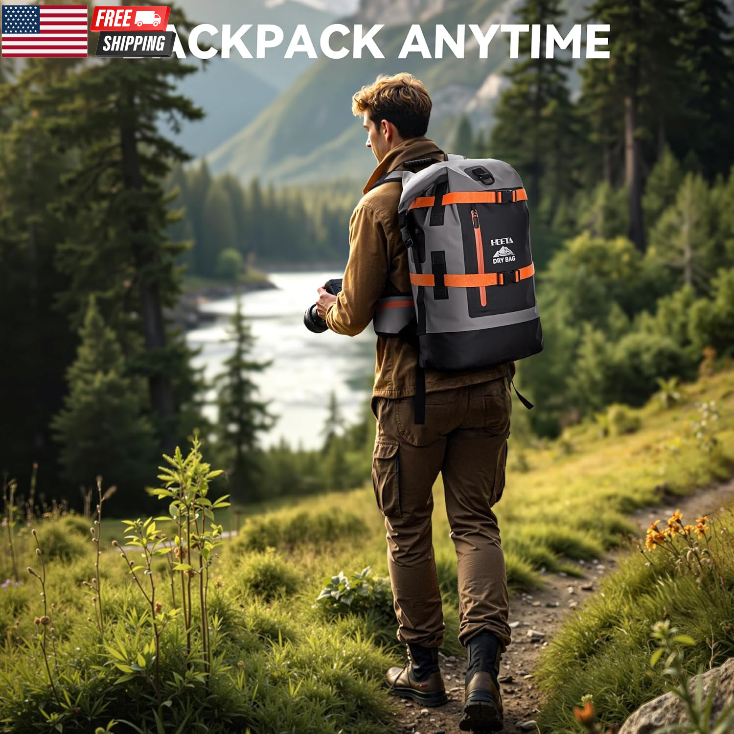 Dry Bags Waterproof Backpack 40L for Men & Women, Roll Top Heavy Duty Cushioned