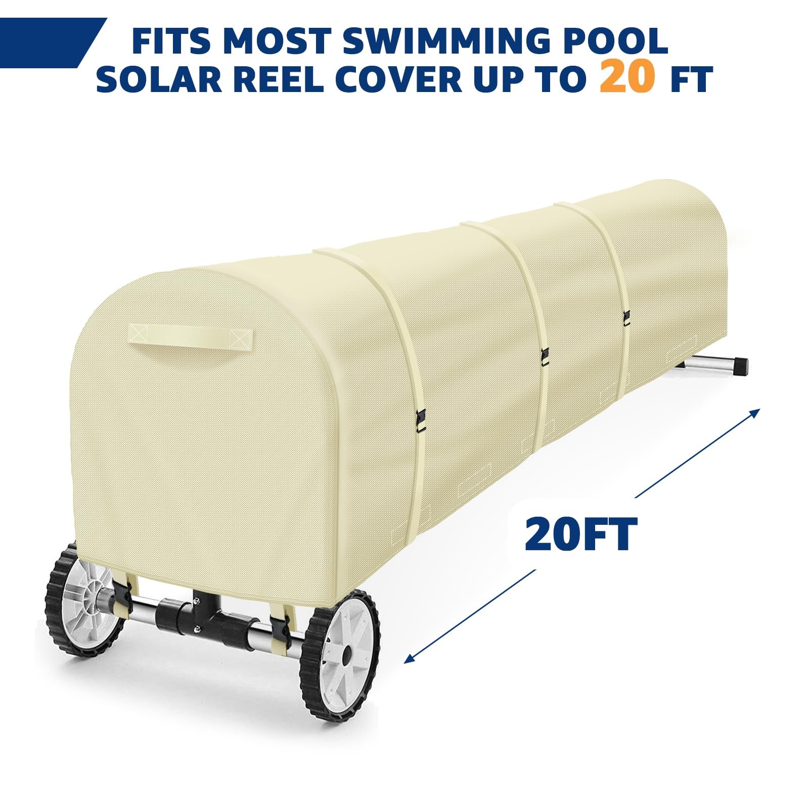 Swimming Pool Solar Reel Cover, 20Ft Heavy Duty Waterproof Pool Solar Blanket…