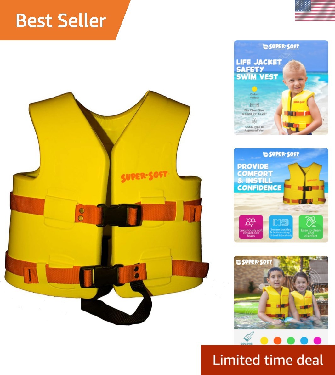 Super Soft Child Size X Small Life Jacket USCG Approved Vinyl Coated Foam Swi…
