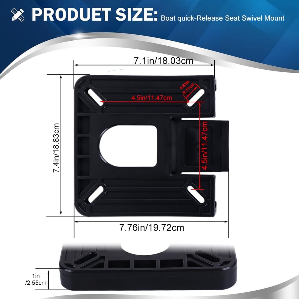 Manumarine 7″ x Quick Release Removable Boat Seat Bracket Mount black