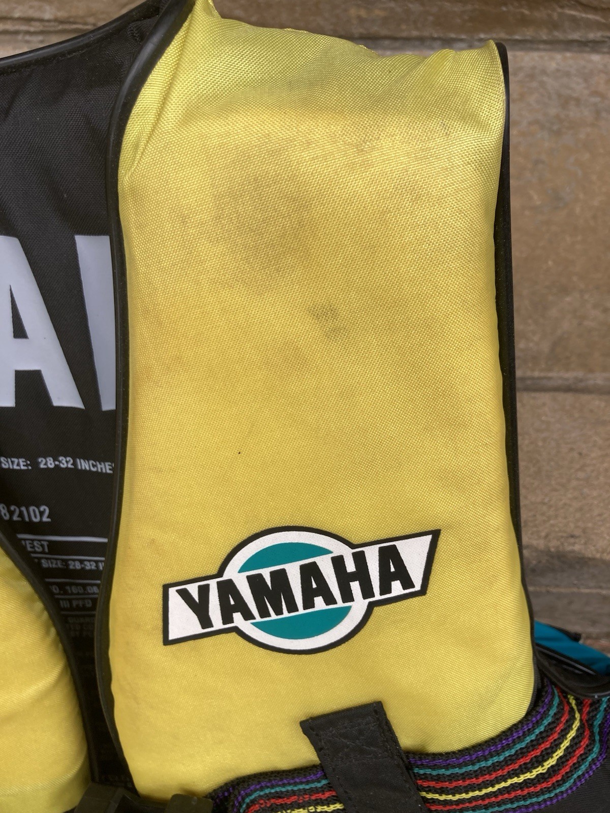 Vintage Yamaha Water Sports Life Jacket Vest 90s Yellow Teal Neon Adult X Small