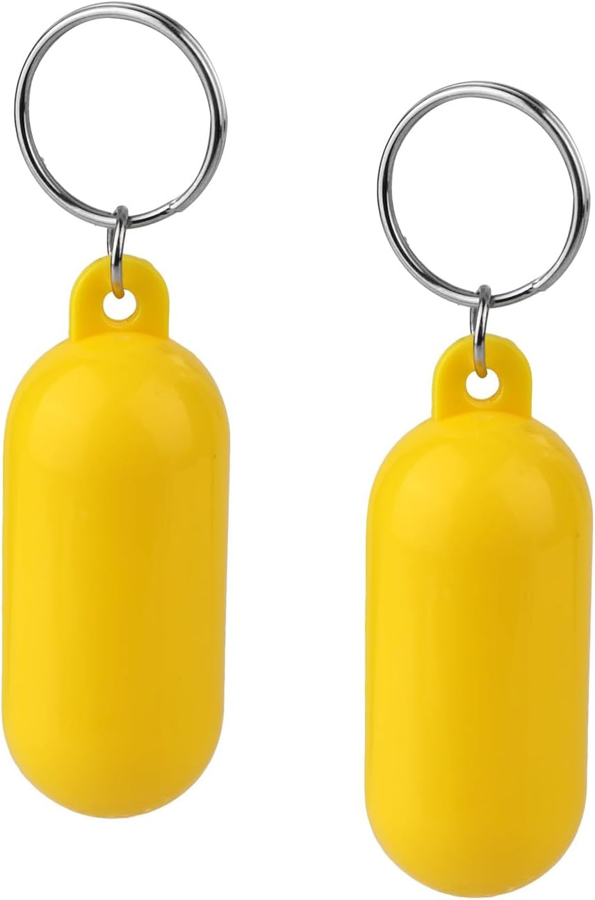 2 Pcs Floating Boat Keychains, Yellow Oval Buoy Float Key Rings for Boating, Fis