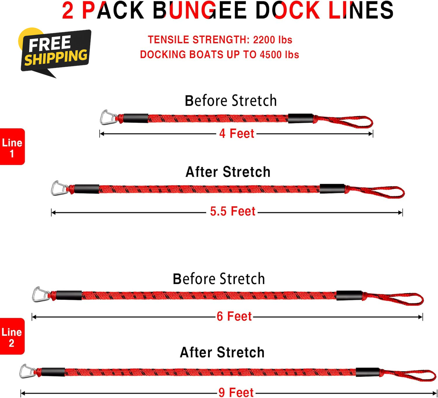 Bungee Dock Line Boat Accessories – Pontoon, Jet Ski, Kayak Accessories