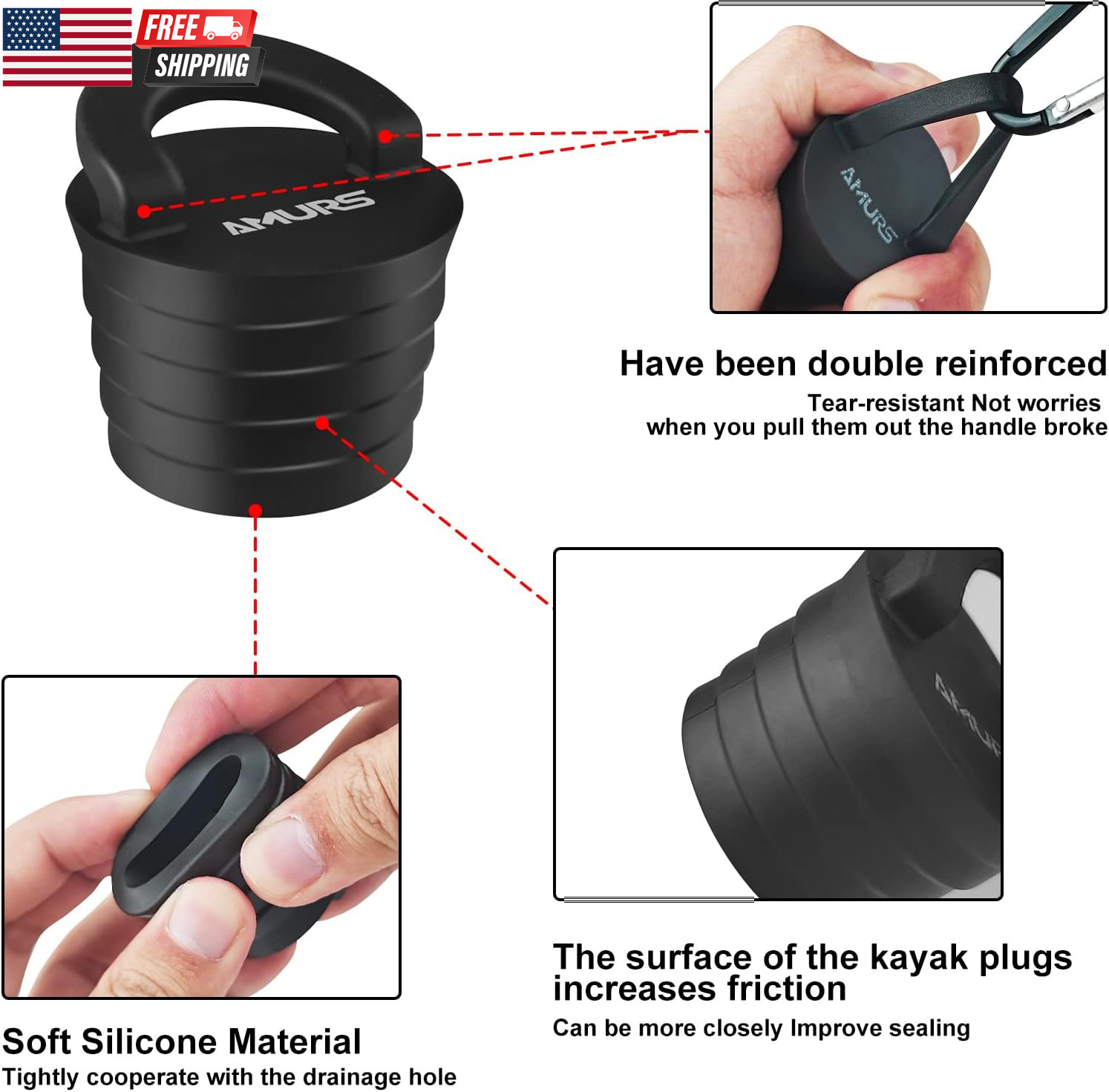 Kayak Scupper Plug Kit Scupper Plugs Drain Holes Stopper with Silicone Handle Un