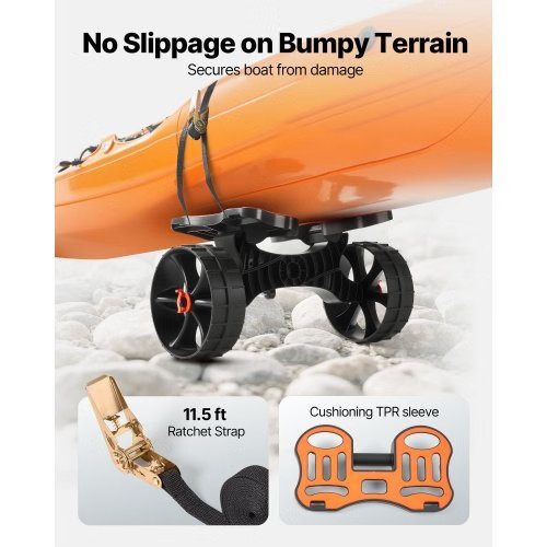 Kayak Cart, 300 lbs Load Capacity, Foldable Kayak Trolley with 10-inch Solid Ru