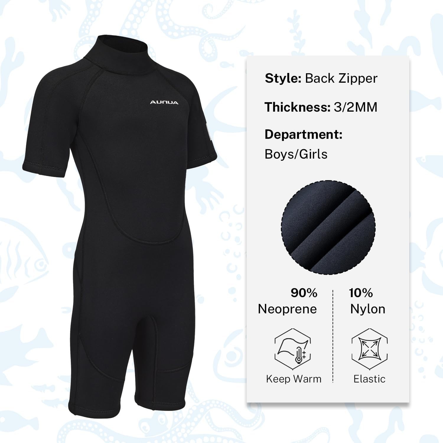 Flexible 3mm Youth Wetsuit – Comfort & Safety for Diving, Surfing & Swimming