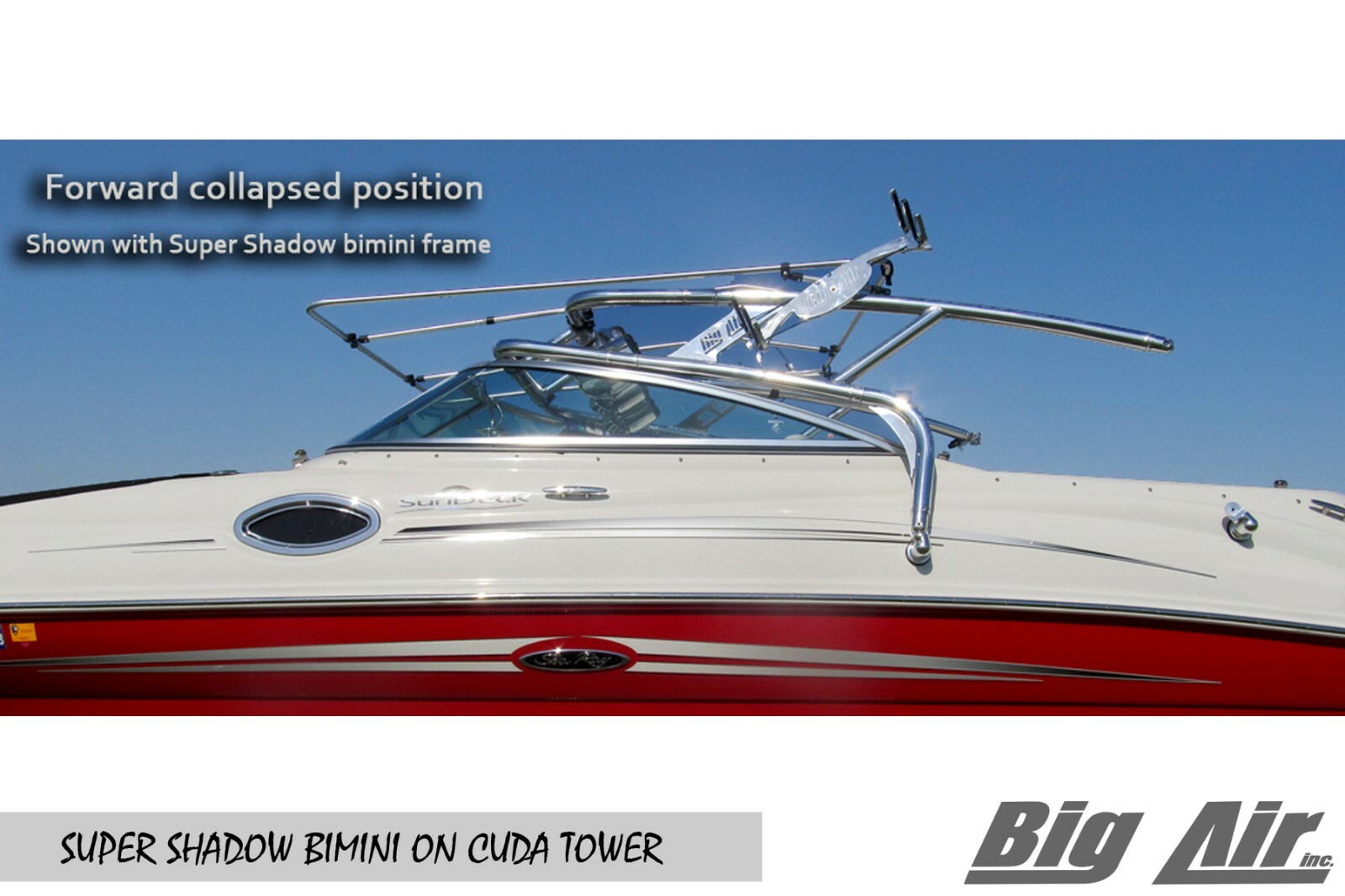 Universal Wakeboard Tower Bimini Top – Onyx Black – Big Air Super Shadow Bimini