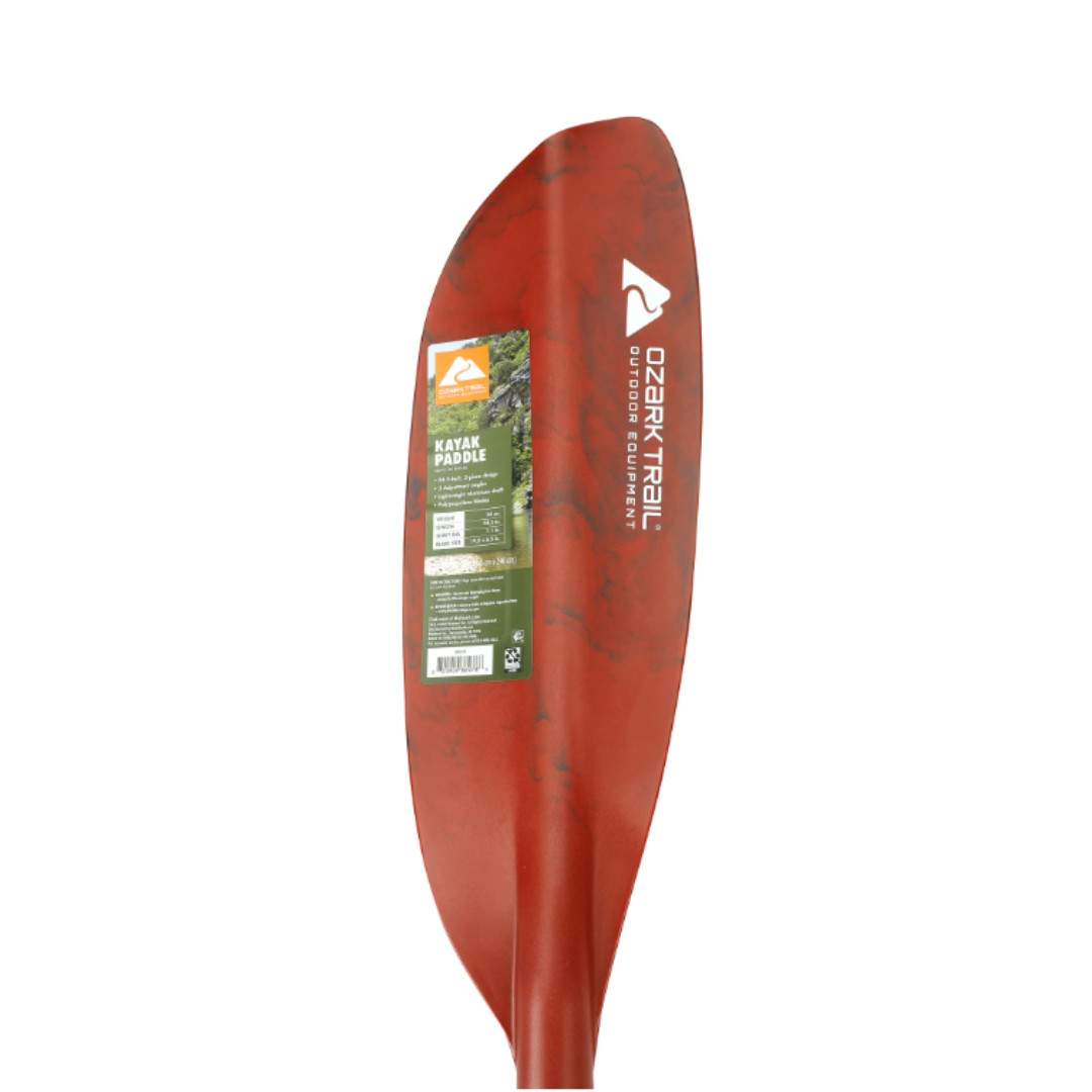 Ozark Trail Adult Aluminum Kayak Paddle, 94.5 inch Red and Gray