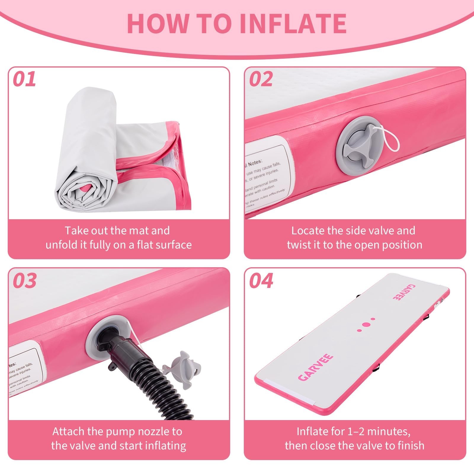 9.8ft Inflatable Gymnastics Air Track Mat w/Electric Air Pump for Kids, Pink