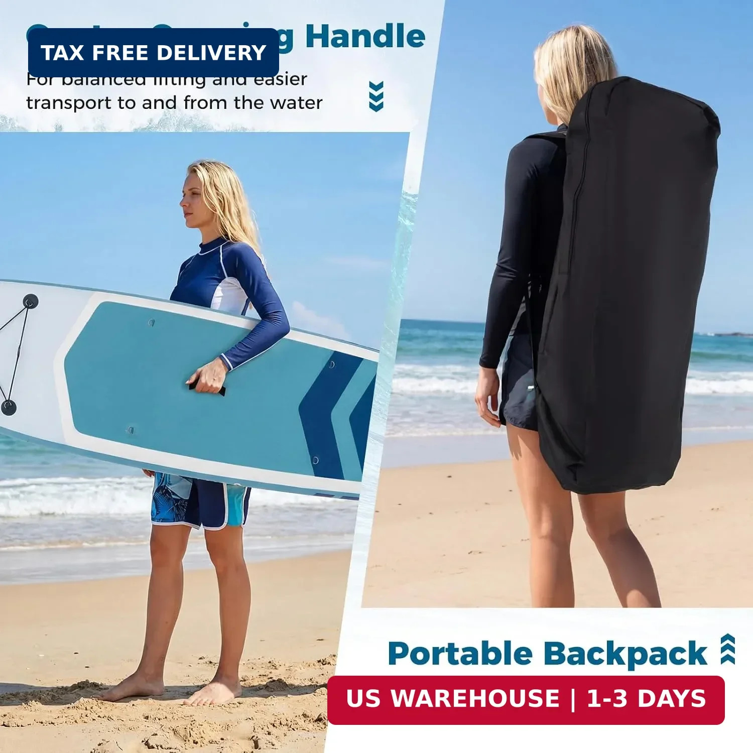 11FT Inflatable Paddle Board with SUP Accessories, Stand Up Paddle Board with Re