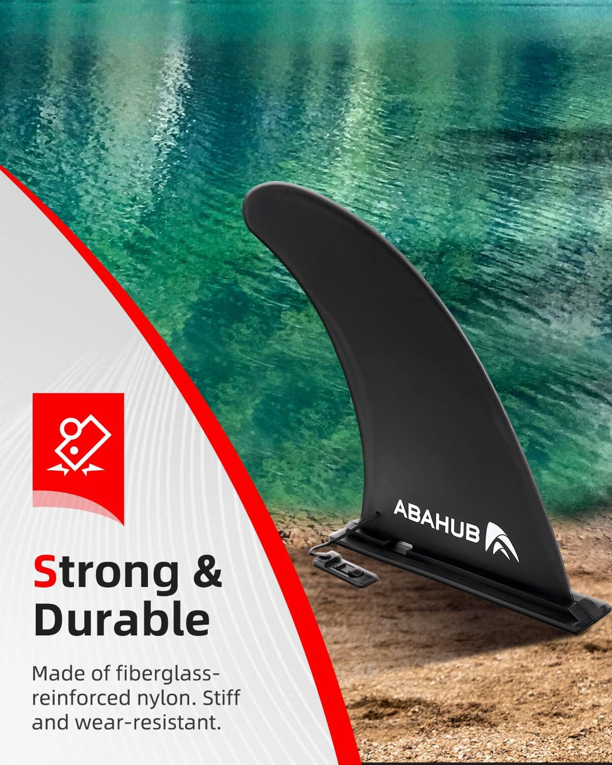 Abahub 9/10” SUP Single Center Fin with 1 Fin Screw, Fiberglass Reinforeced 9/1