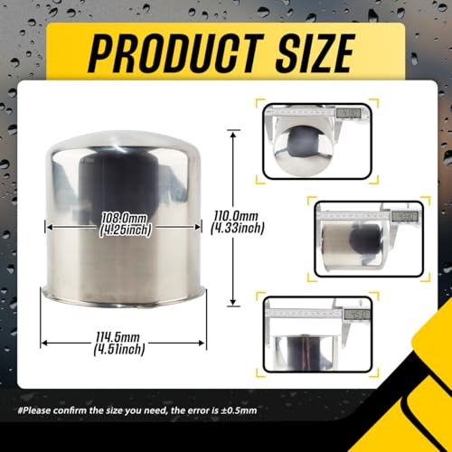4Pcs 4.25″ Push Through Wheel Center Caps Stainless Trailer Hub Cap for Truck
