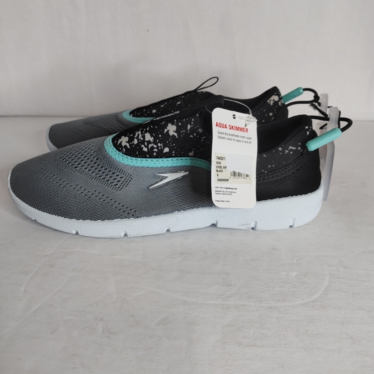 Speedo – Aqua Skimmer – Water Shoe – Black/Blue/Gray – Womens Size Small (5-6)