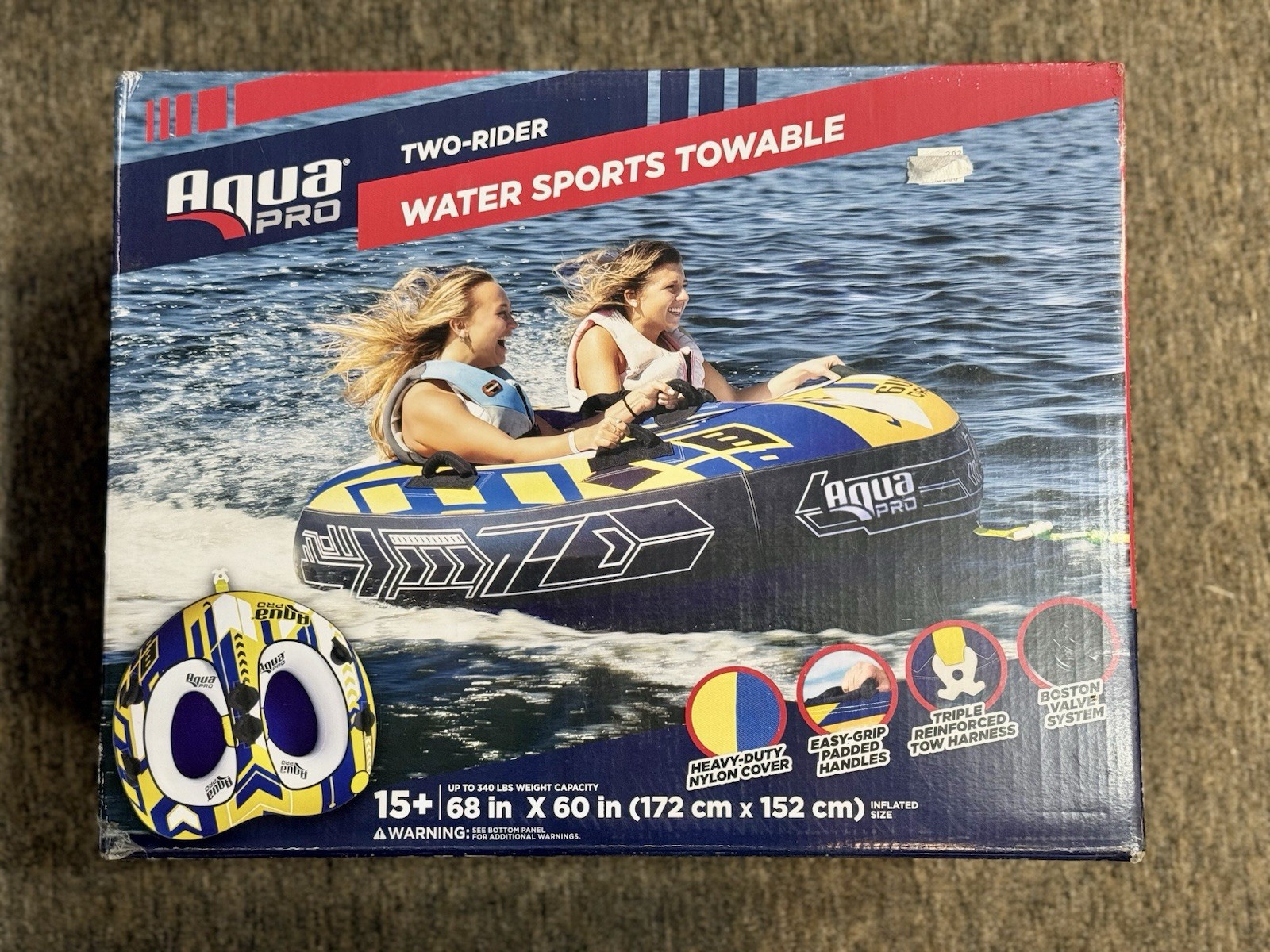 Aqua Leisure Aqua Pro 68″ Water Sports Towable Tube 2 Person Rider Sit-In Boat