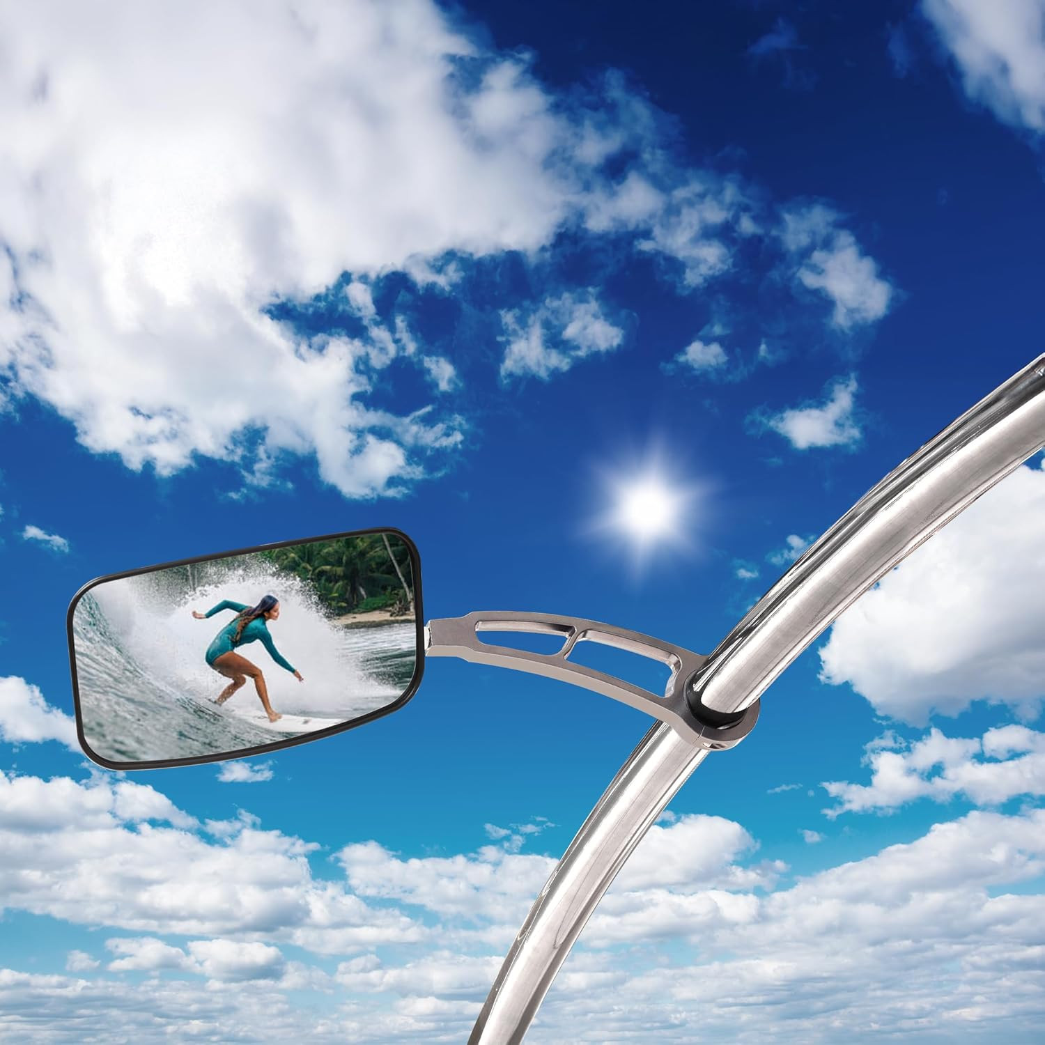 Wakeboard Tower Mirror Chrome 7X13″ Convex – Polished Chrome Finish, Vibration‑F