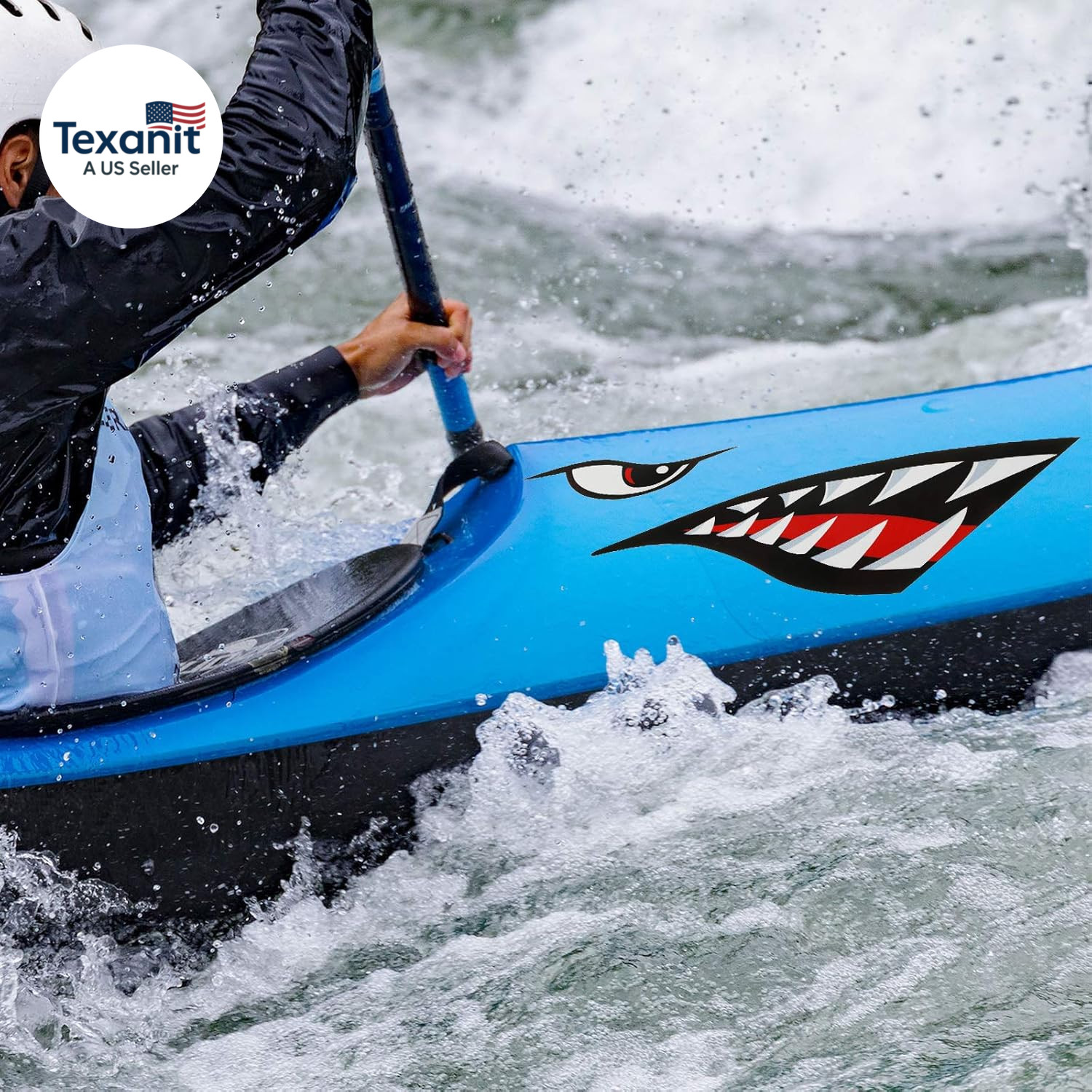 4 Pcs Shark Teeth Mouth Kayak Stickers Decals Waterproof Flying Tiger Decal Warh