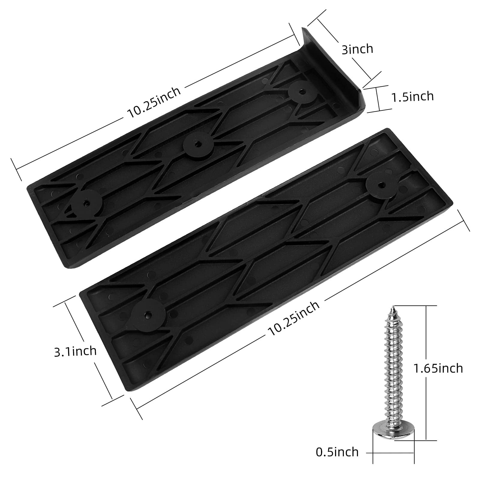 8PCS Boat Trailer Bunk Slides Kit 1: 8 Pads (3″x10″) + 2 Enders, Black