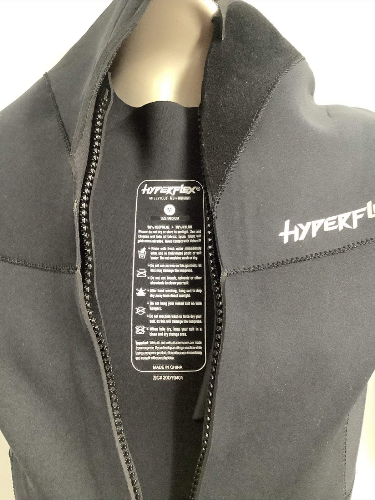 HyperFlex Men’s 3/2 mm VYRL Chest Half Zip Black Wetsuit Size Medium