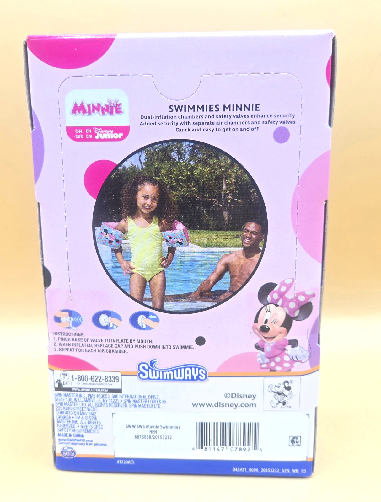 Disney Junior MINNIE SwimWays Swimmies Floaties, 3-5 Years, Pool Swim Help, NEW