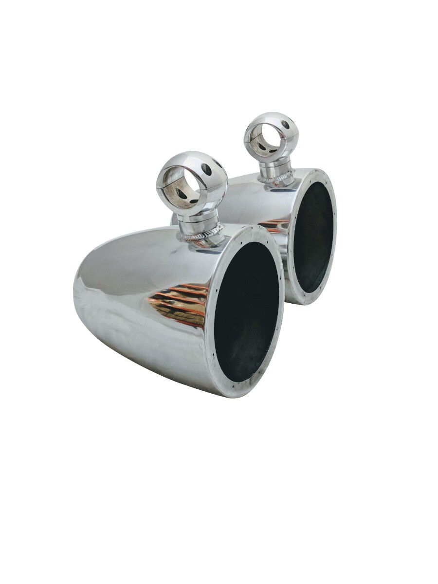 Krypt 8″ Wakeboard Tower Speaker Cans, Empty Pods, Clamps – Polished or Black
