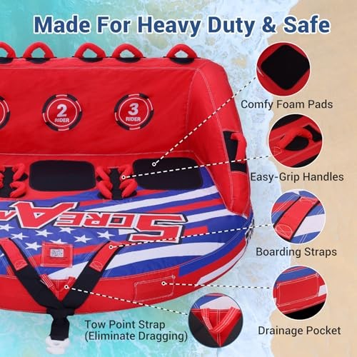 Towable Tubes for Boating 2-3 Extra Large 1-3 Persons / 2years warranty