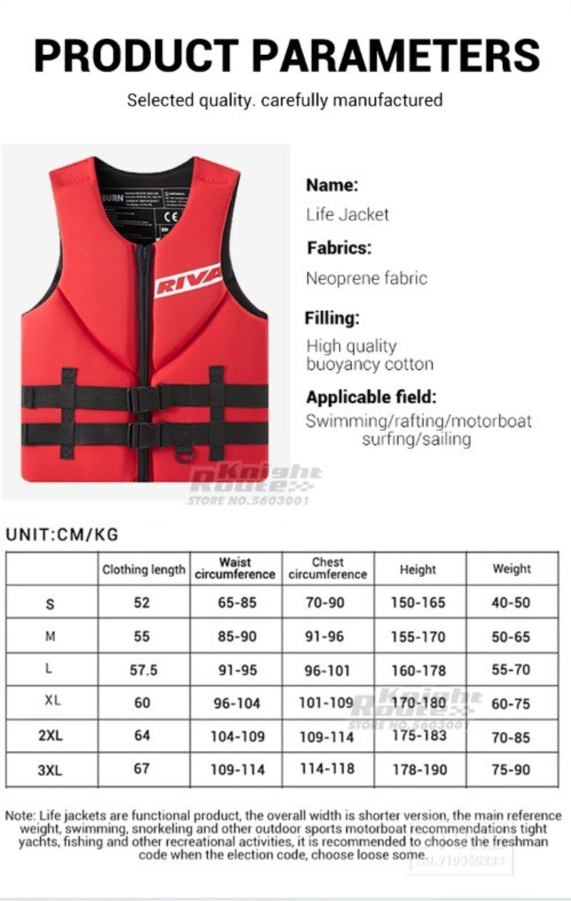 Life Jacket Adults Vest Surf Motorboats Ski Kayak Fishing Vest Wakeboard Raft