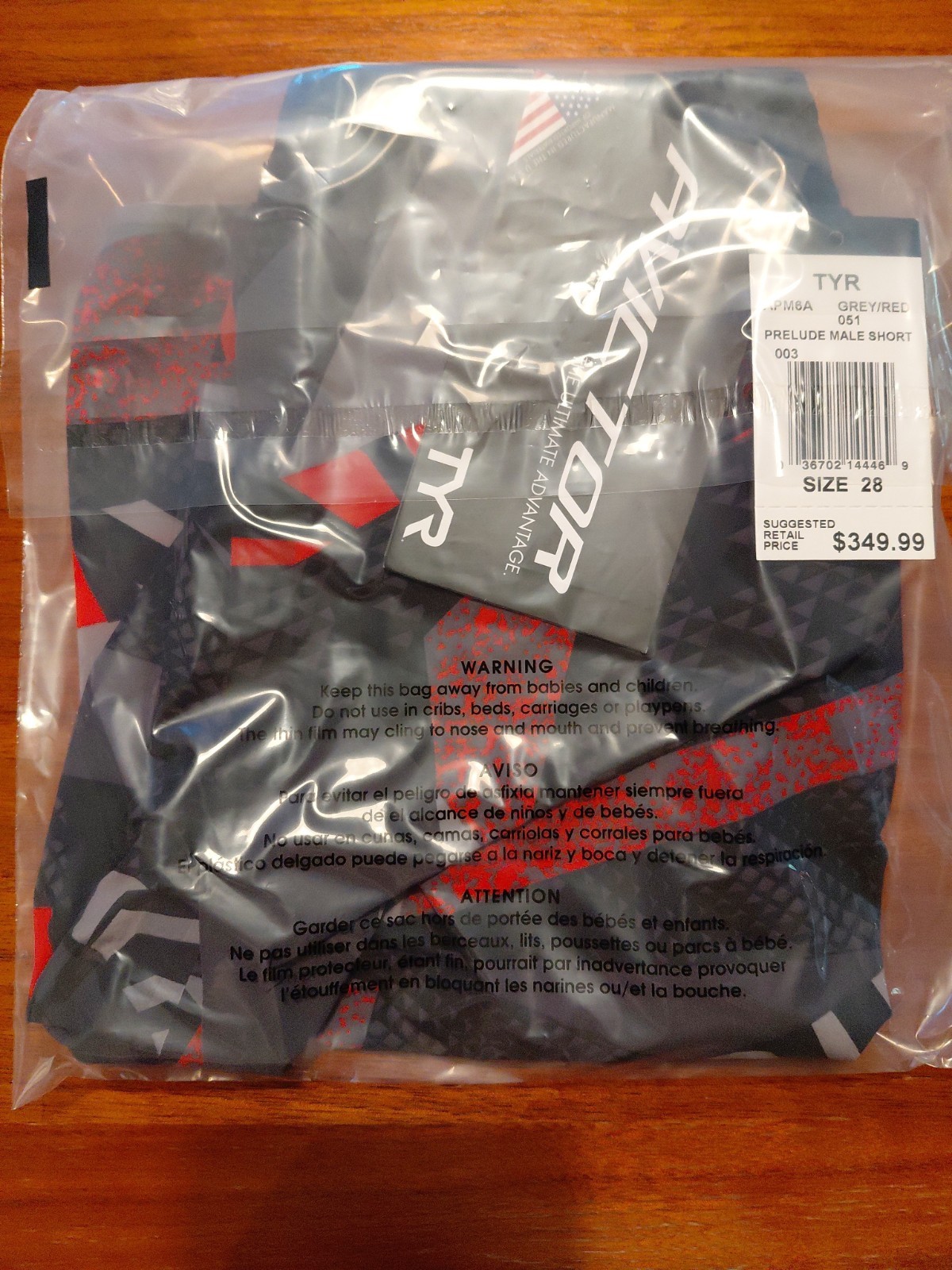 TYR Prelude Male Short Competitive Jammer Grey/Red Mens Size 28