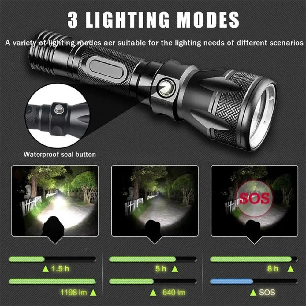 Professional Diving Flashlight 100M Depth Scuba Dive Handlamp Powerful Torch