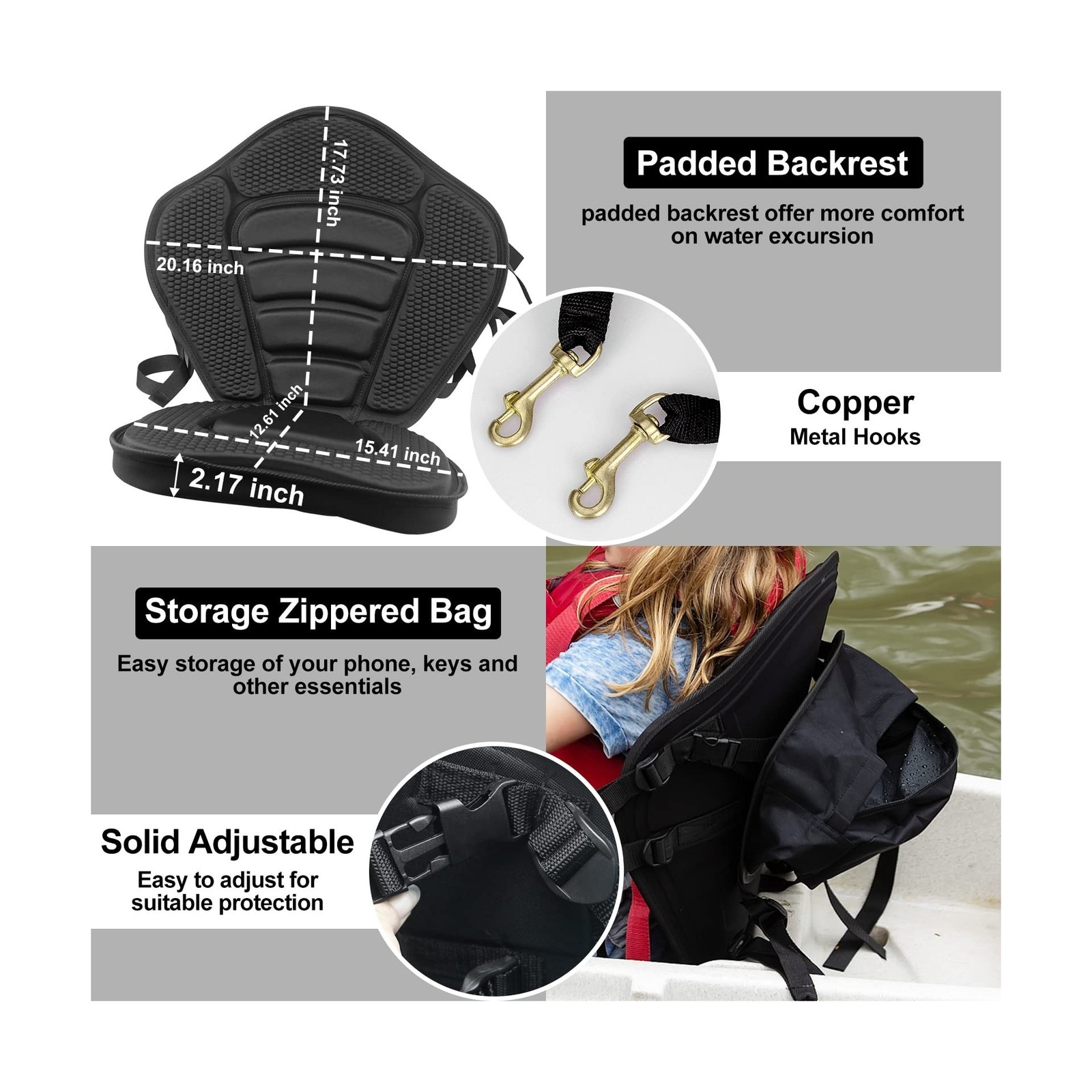 HLOGREE Kayak Seats – 1/2 Pck, Thicken Padded Seat Cushion with Back Support,…