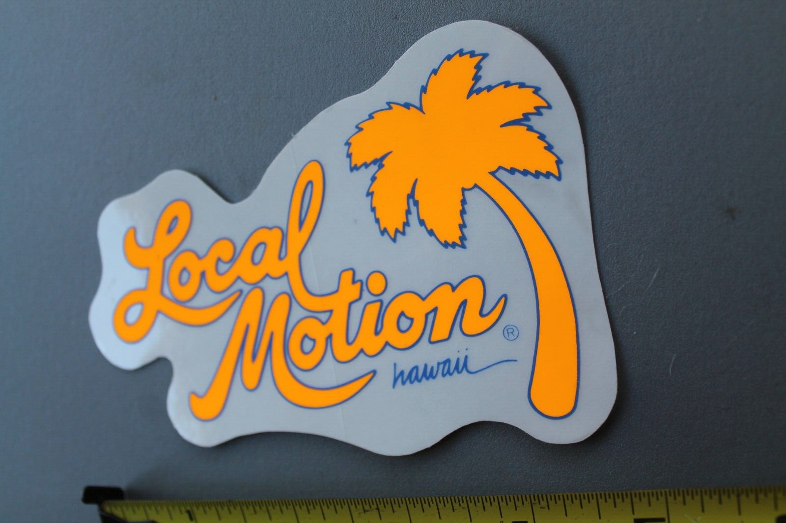 LOCAL MOTION Hawaii Surfboard Clear Neon Orange LM3 80’s Vintage Surfing STICKER