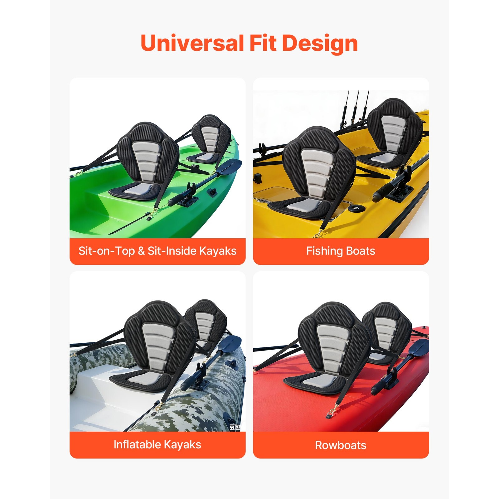 Uimoso 2 Pack Kayak Seat Universal Padded Kayak Seat 0.5″ Cushion with Backrest