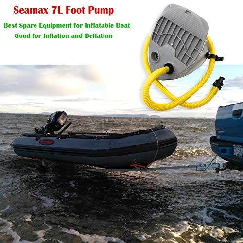 Seamax 7L Single Stage Foot Pump for Inflatable Boats, Max 3.6 PSI Support