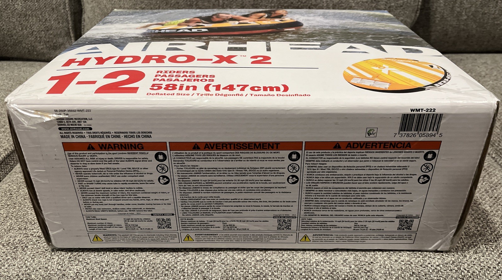 Airhead Hydro X2 Towable Boat Tube 2 Person Hydro X-2 FAST SHIPPING!
