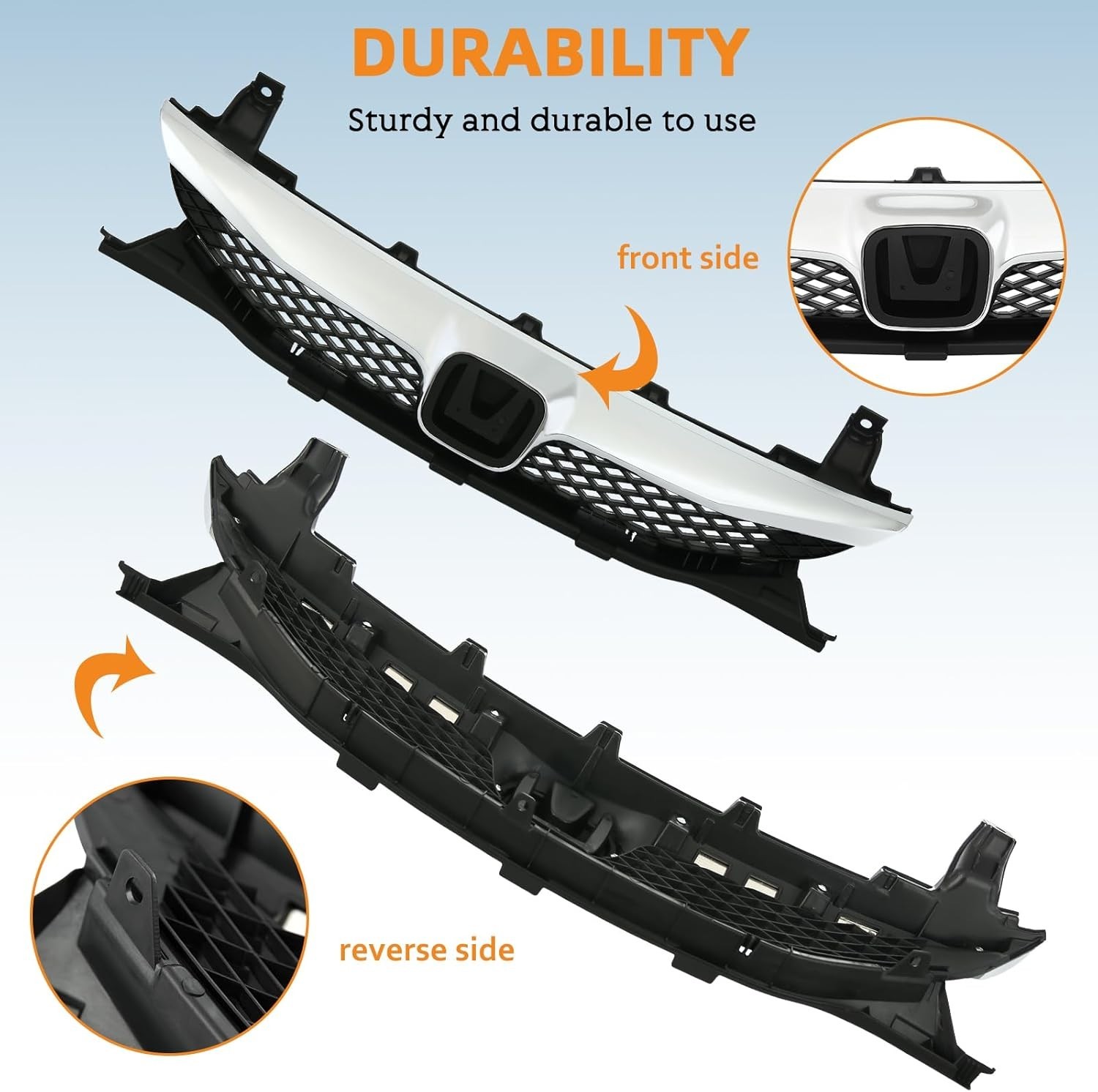 Front Bumper Grille Grill Gloss Compatible With 2009-2011 Honda Civic Sedan Blac