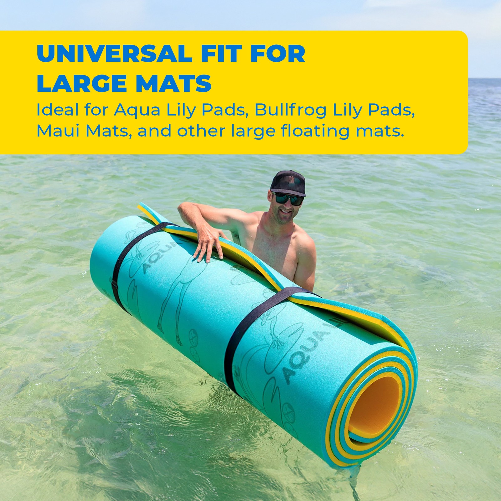 Aqua Lily Pad 110″ Floating Storage Cinch Straps with Pad Protectors, Set of 2