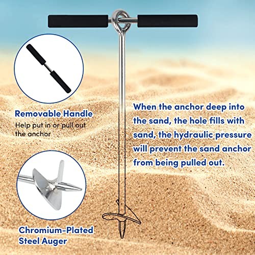 Sand Anchor for Boat, Beach Anchor Boat Sand 18inch Chromium-Plated Steel