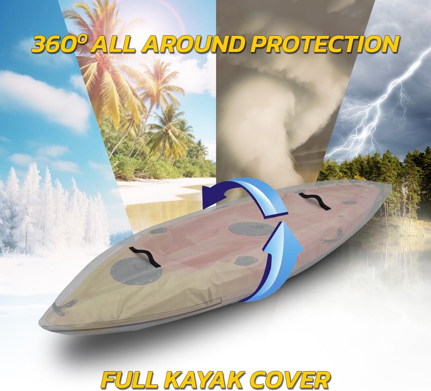 16FT Kayak Canoe Cover Waterproof UV Resistant Rafting Boat Storage Cover Shield