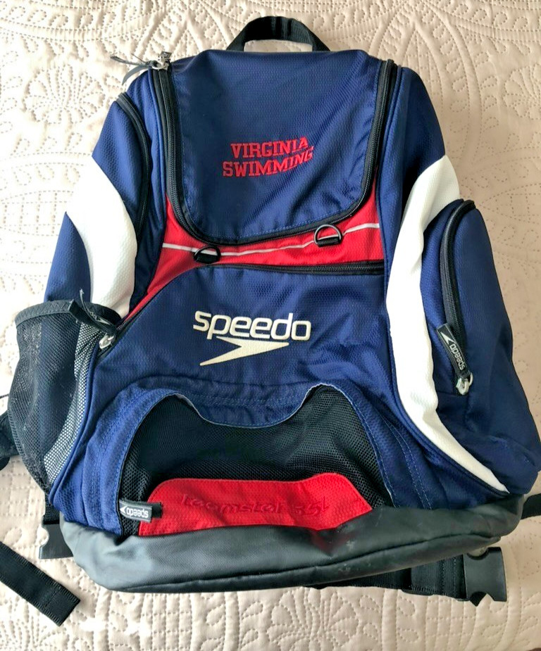 speedo teamster backpack 35l Virginia Swimming logo black blue red white