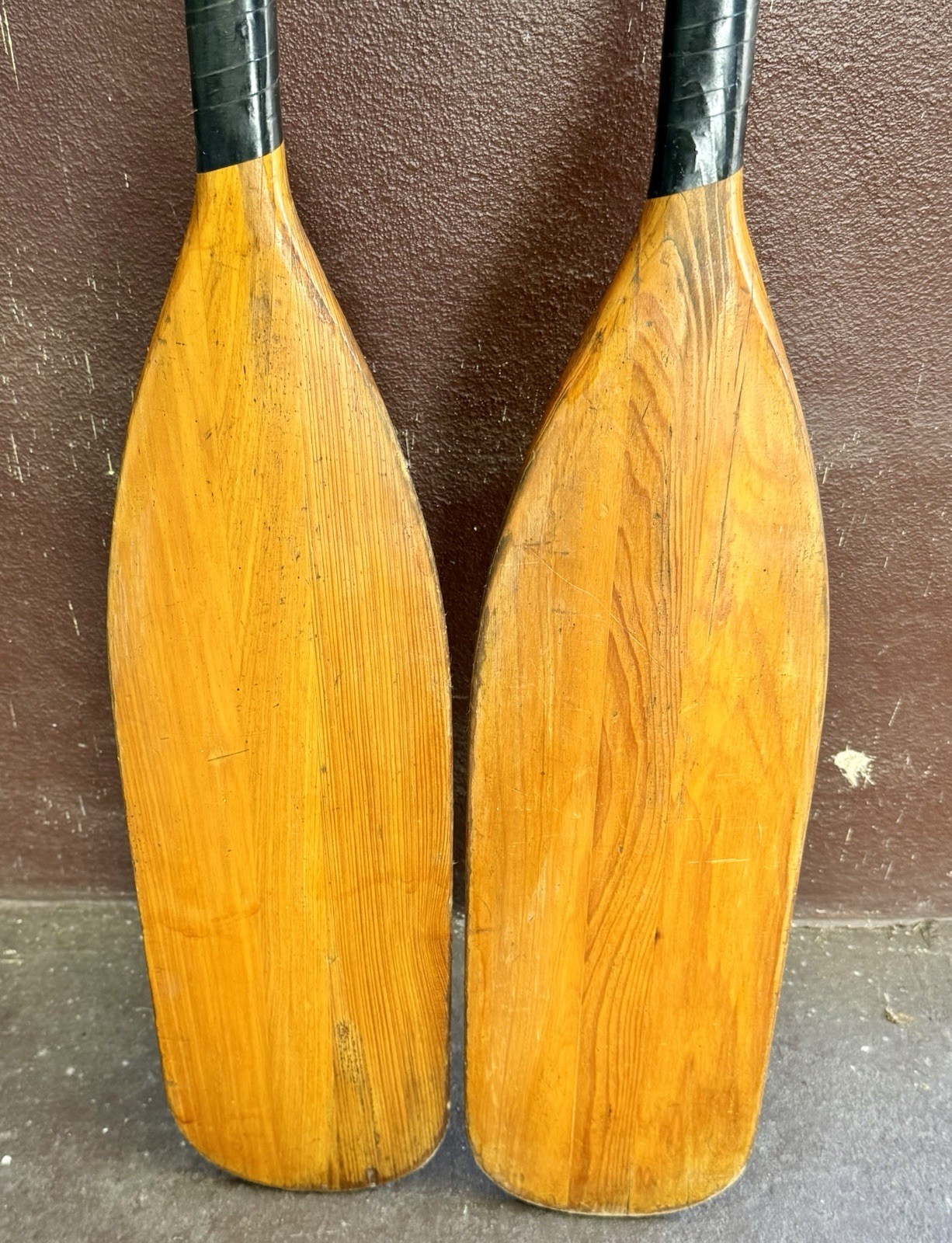 Vintage Caviness Feather Brand 4 FT Wood Boat Oars Pair Rustic Nautical Decor