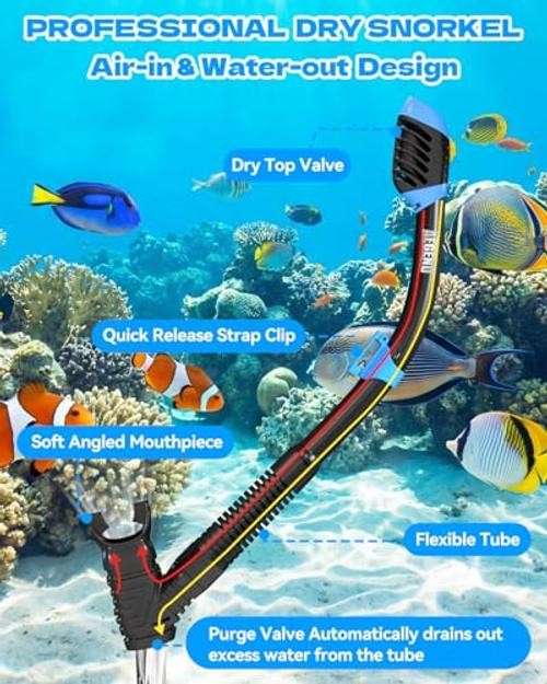 Snorkeling Gear for Kids Youth – 4-in-1 Snorkel Set with Anti X-Small Black