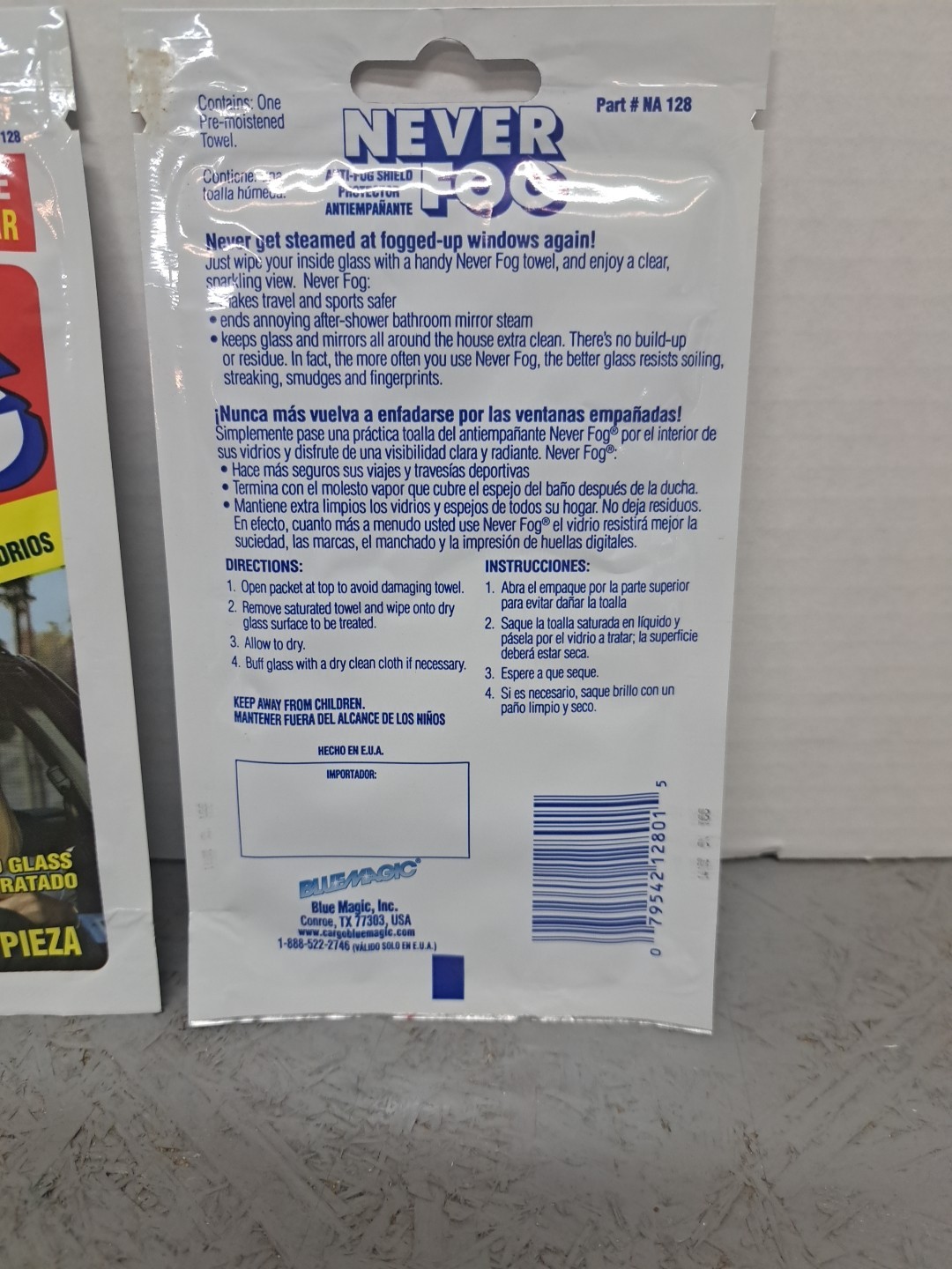 2 Blue Magic Never Fog, Anti-Fog Shield Towel, Prevent Fog on Mirrors & Glass