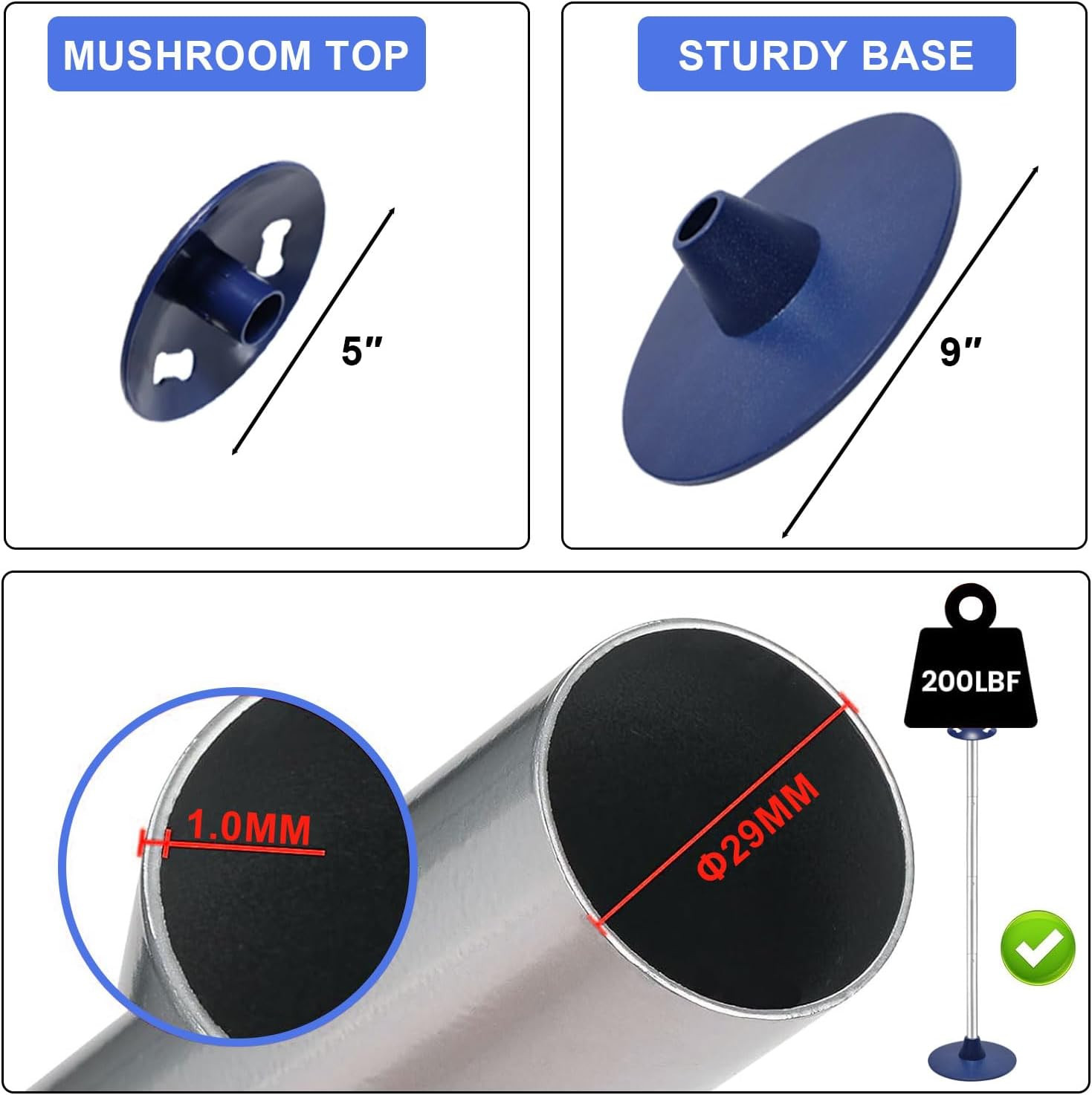 2 Pack Boat Cover Support Poles Height Adjustable Support System