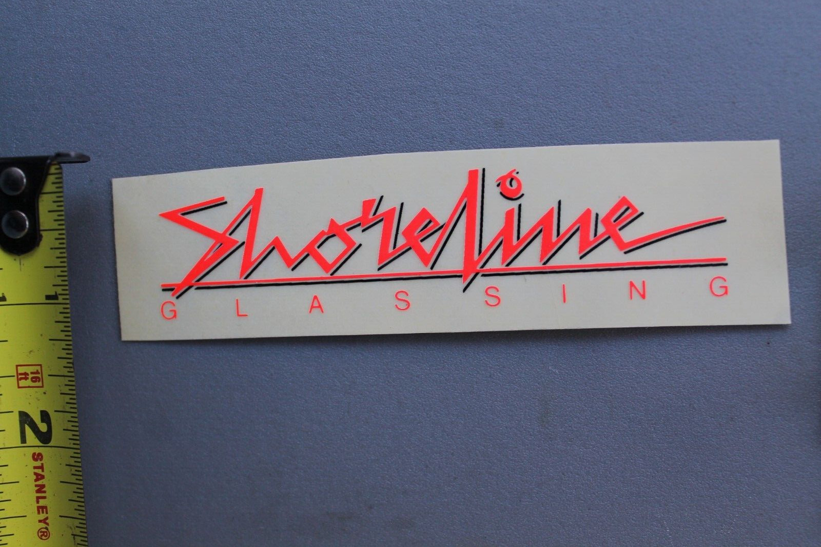 Shoreline Surfboard Glassing Clear Neon Orange OG V69B Vintage Surfing STICKER