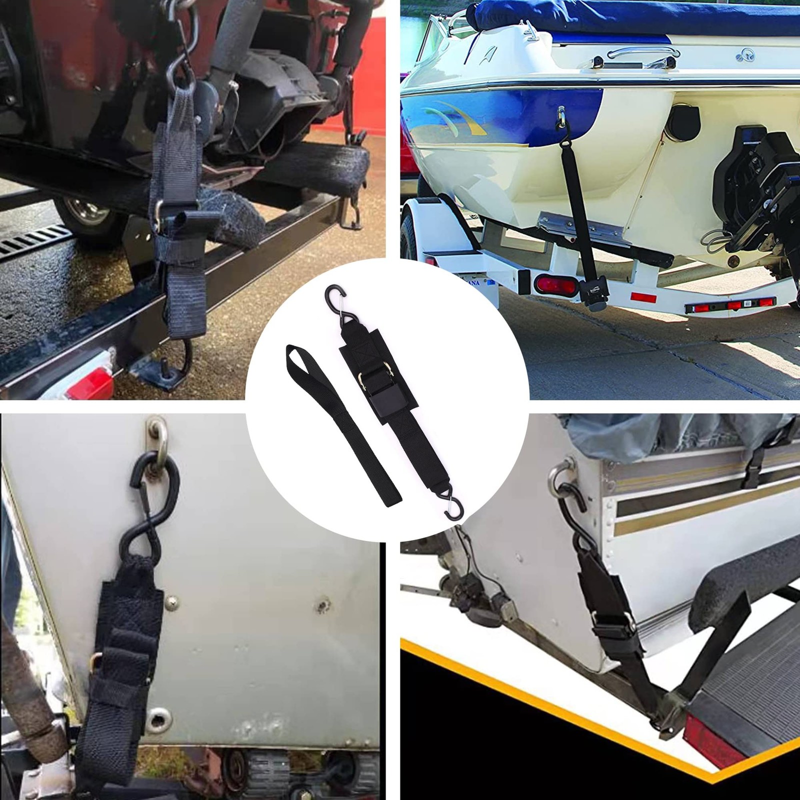 Boat Trailer Straps Transom Tie Down Straps with Latching Hooks and Soft Loop…