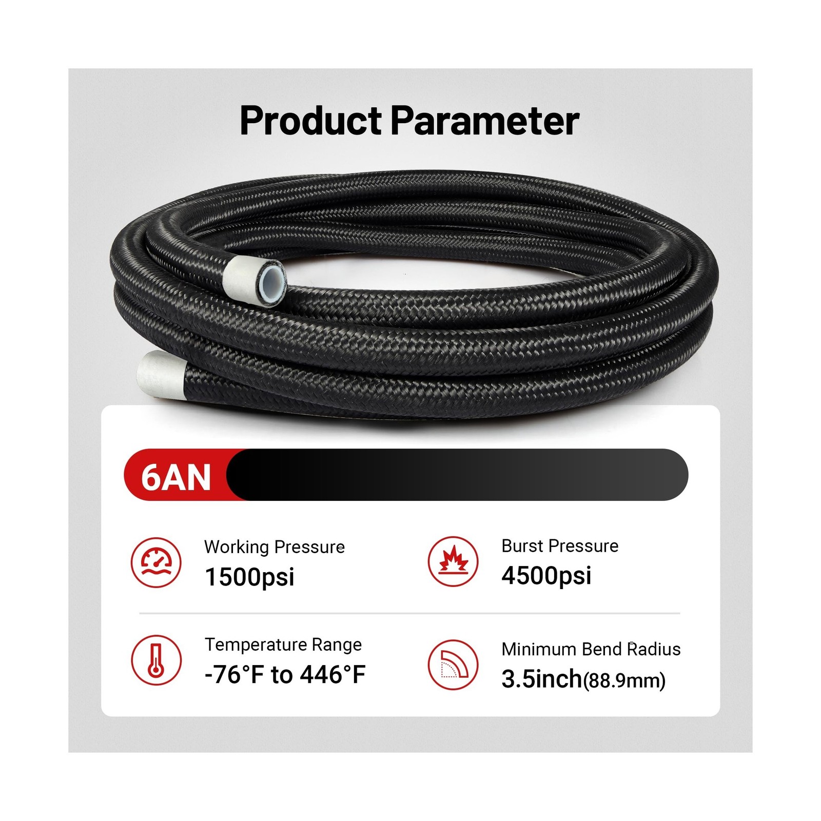 6AN PTFE Fuel Line Kit,E85 Nylon Braided Fuel Hose 20FT PTFE LS Swap EFI Fuel