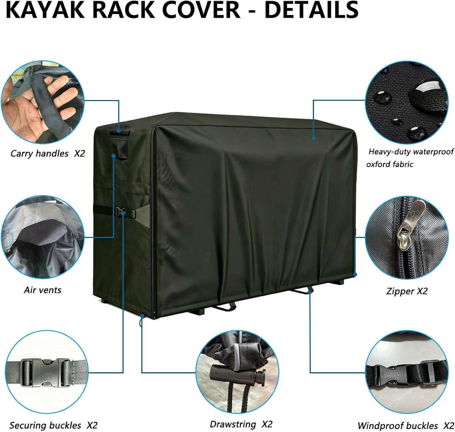 Heavy Duty Kayak Rack Cover 12.7Ft – Waterproof Dustproof UV Protective