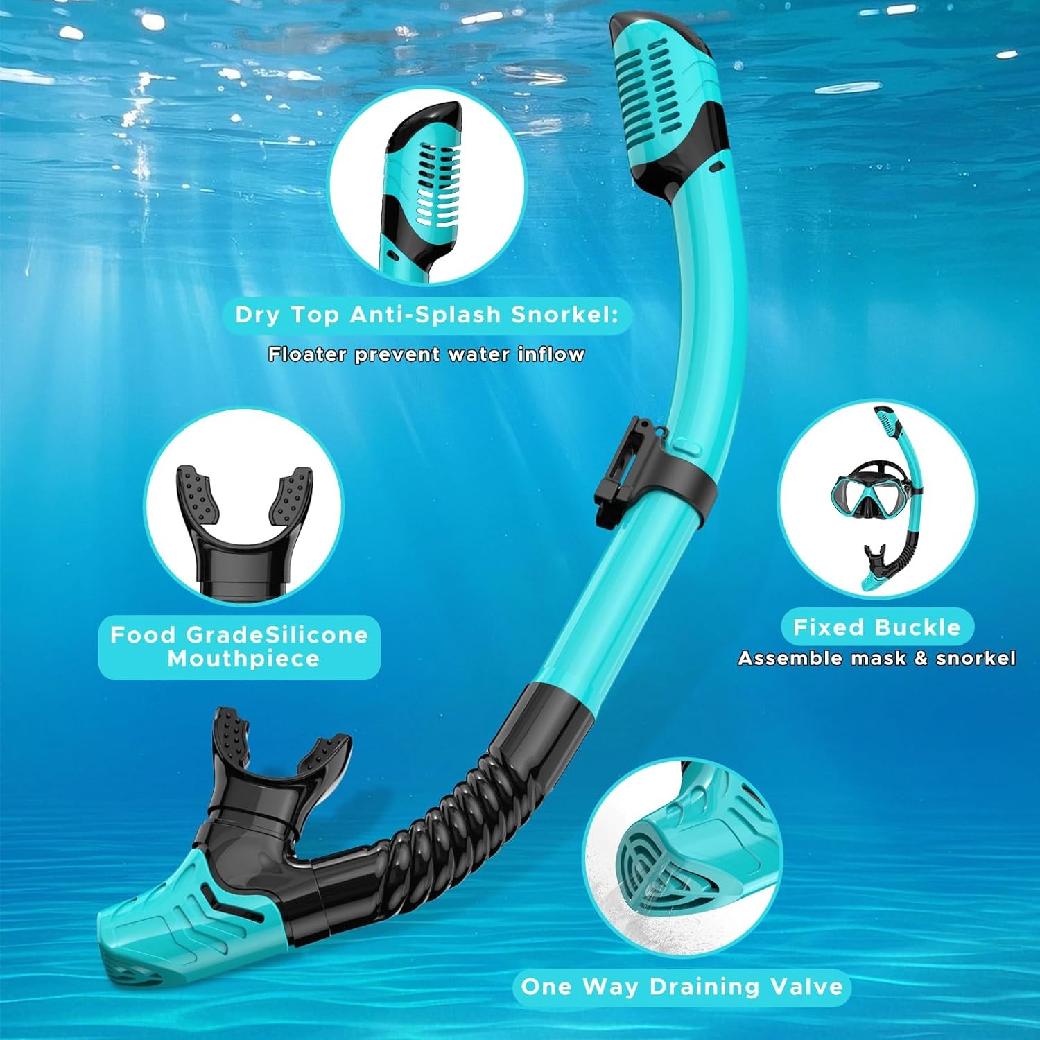 2 Pack Snorkeling Gear for Adults, Dry Snorkel, Mask Set Adult, Gray+Green